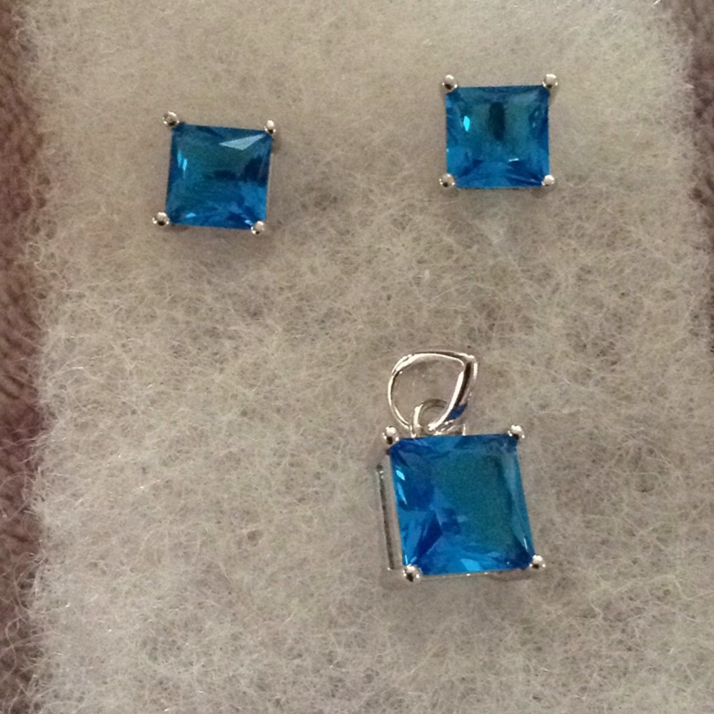 925 Blue Topaz Set